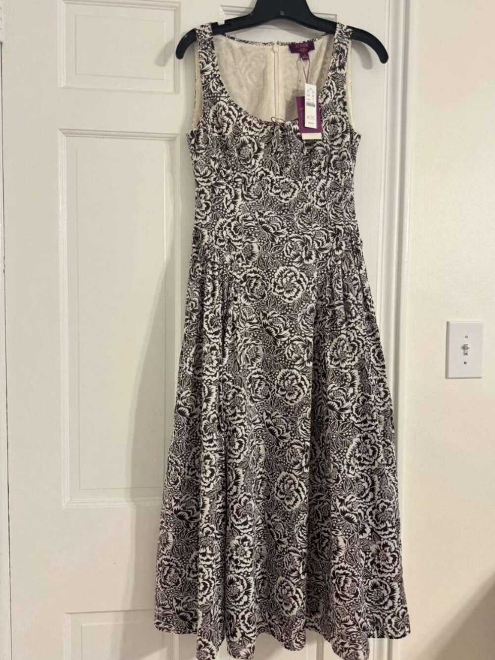 NEW J Crew Midi dress in Liberty® floral fabric NWT 10 Petite Brown Cream Cotton